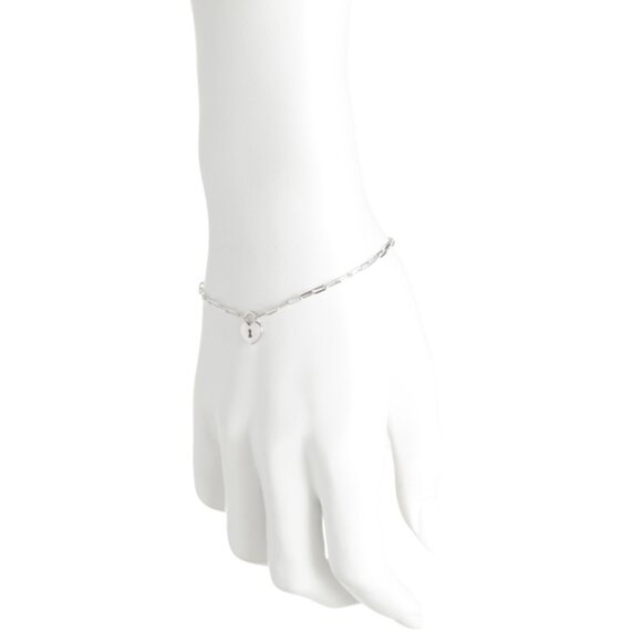 MILOR SILVER Silver Made In Italy Sterling Silver Heart Lock Bracelet - Picture 2 of 2